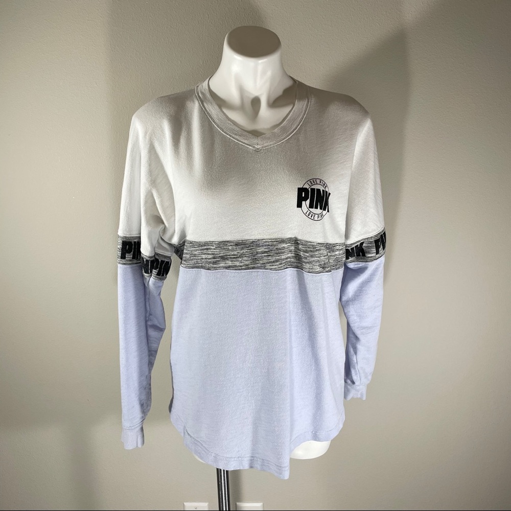 Pink by Victoria’s Secrete S/P White & Blue Shirt